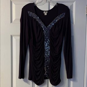 Worthington Midnight Sequin Drape Blouse
